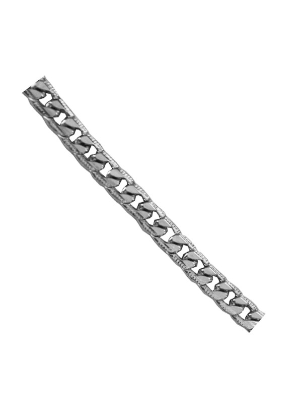 Silver Curb Flat Angular Fashion Geometric Pattern Chain 