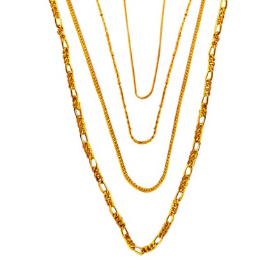 Menjewell Fashion Jewellery Antique Combo Of Four Gold Plated Chains For Men 