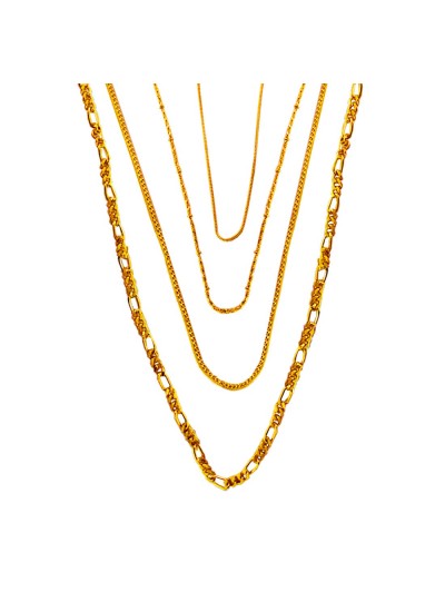 Menjewell Fashion Jewellery Antique Combo Of Four Gold Plated Chains For Men 