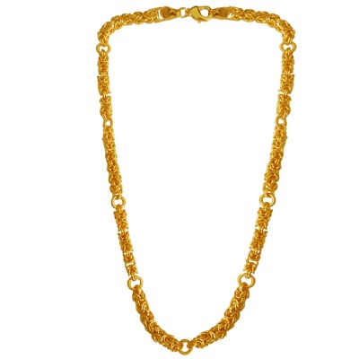 Menjewell Classic & Lustrous  Gold Byzantine Interlocked Link Design Brass Chain For Men