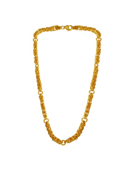 Menjewell Classic & Lustrous  Gold Byzantine Interlocked Link Design Brass Chain For Men