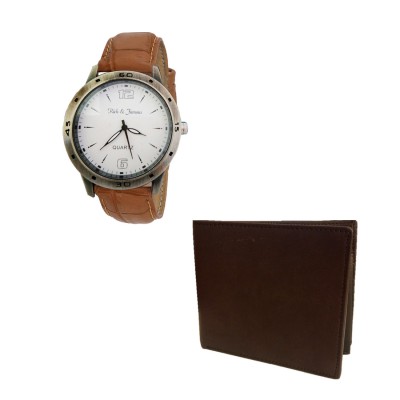 Leather bracelet Watch Wallet Combo-Gift For Him By  Menjewell