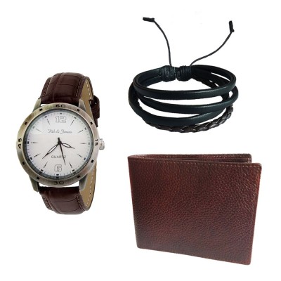 Leather bracelet Watch Wallet Combo-Gift For Him By  Menjewell