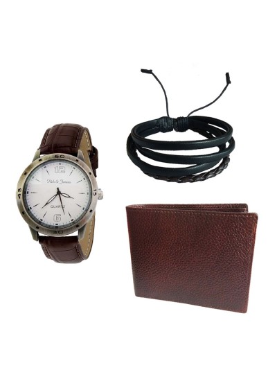 Leather bracelet Watch Wallet Combo-Gift For Him By  Menjewell