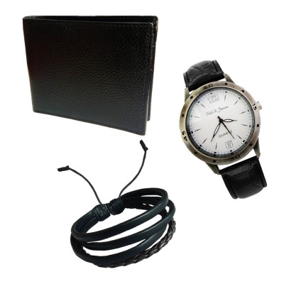 Leather bracelet Watch Wallet Combo-Gift For Him By  Menjewell