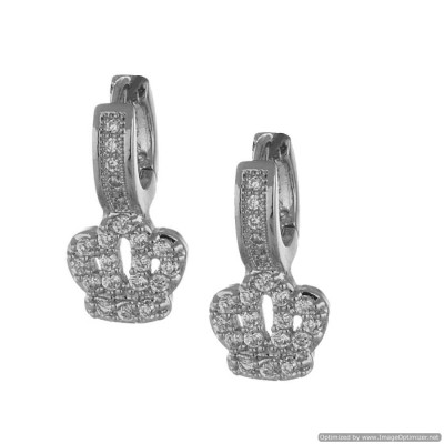 Elegant Rhodium Plated CZ Fashion Cubic Zirconia Alloy Hoop Earring