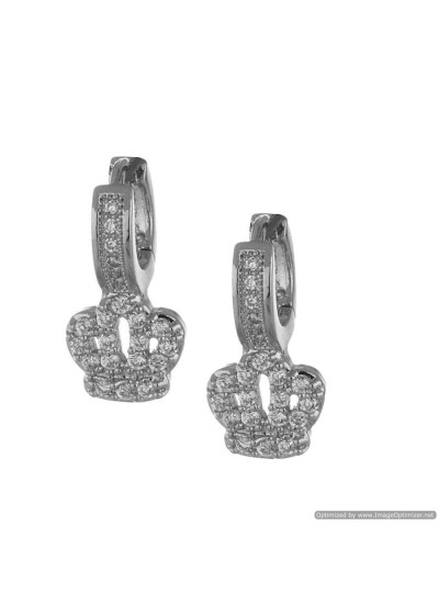 Elegant Rhodium Plated CZ Fashion Cubic Zirconia Alloy Hoop Earring