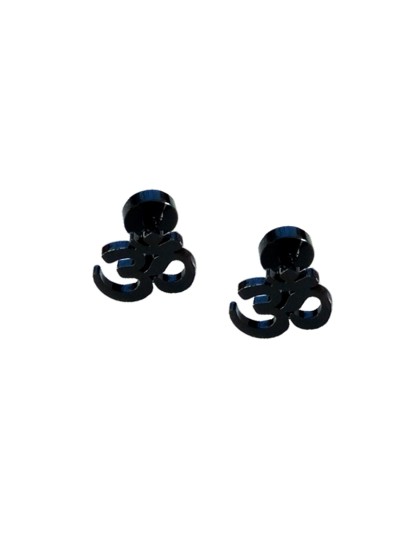 Stud Earrings For Men Black Om Design