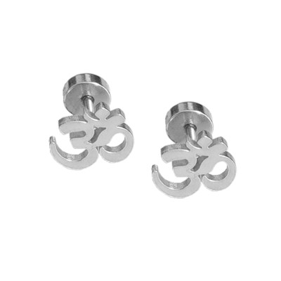 Stud Earrings For Men Silver Om Design