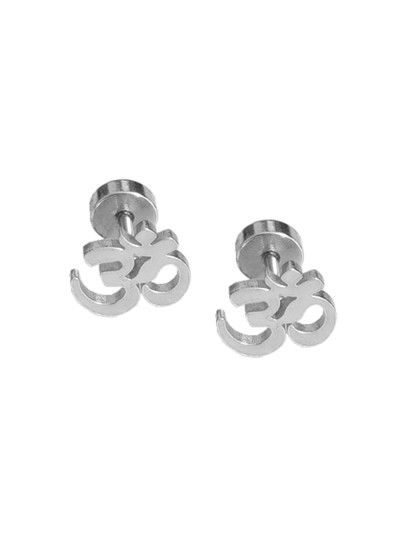 Stud Earrings For Men Silver Om Design