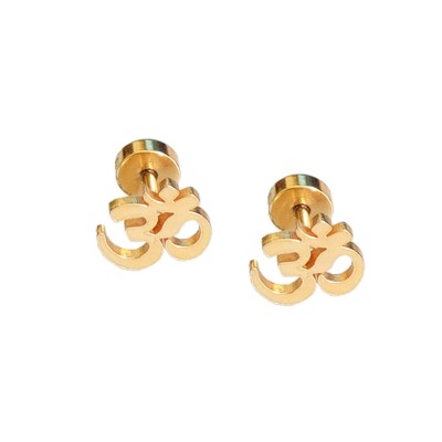 Stud Earrings For Men Gold Om Design