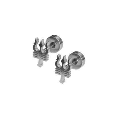 Shiv Trishul Design Steel Stud Earring For Men