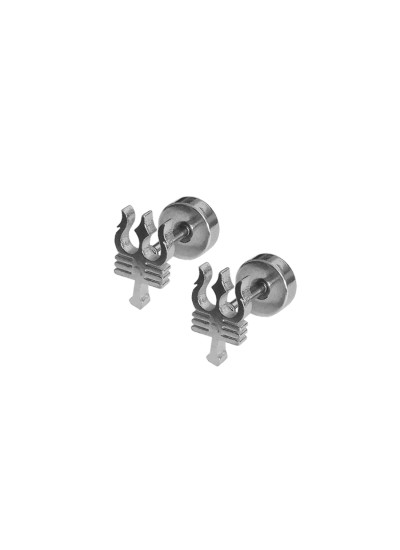 Shiv Trishul Design Steel Stud Earring For Men