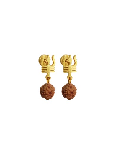 Rich & Famous Rudraksha Jewellery Lord Shiva Gold Cap Bali Brass Earring,  Size: Height - 3 Cm, Width - 1 Cm at Rs 35/pair in Raigad