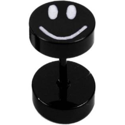 Black  Dumbbel Shape Smiley Fashion Stud Earring 