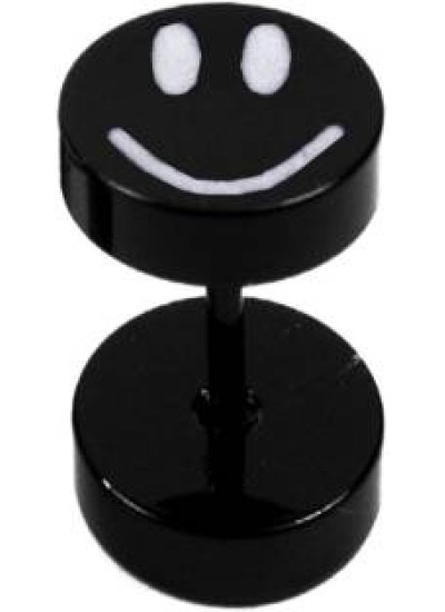 Black  Dumbbel Shape Smiley Fashion Stud Earring 