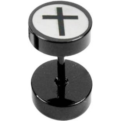 White::Black  Jesus Christ Cross Fashion Stud Earring 