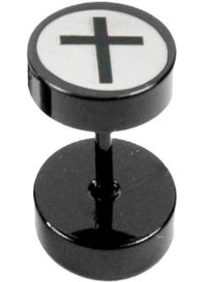 White::Black  Jesus Christ Cross Fashion Stud Earring 