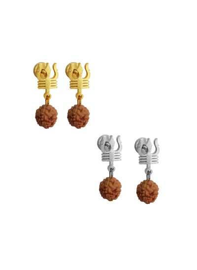 Trishul Rudraksha Stud Earrings Combo