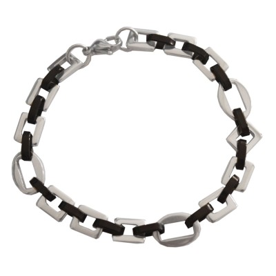 Silver Black Stylish Byzantine Chain Design Stainless steel Bracelets 