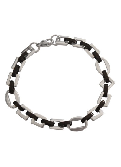 Silver Black Stylish Byzantine Chain Design Stainless steel Bracelets 