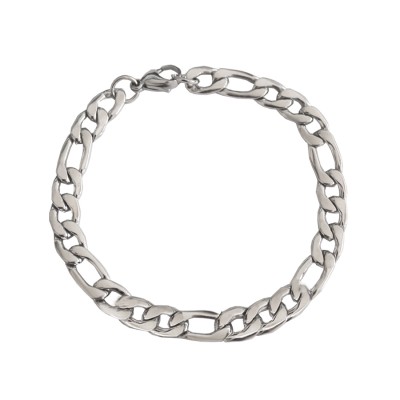 Silver Stylish Figaro Chain Design Stainless Steel Bracelets