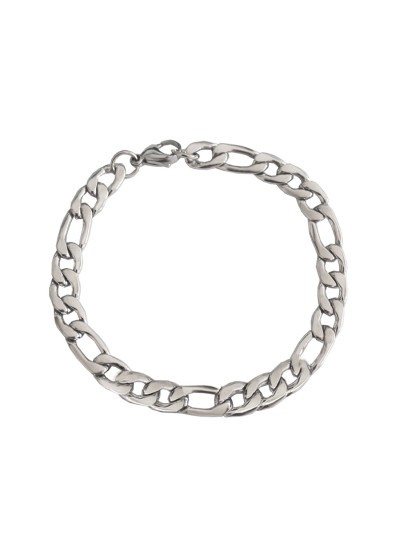Silver Stylish Figaro Chain Design Stainless Steel Bracelets