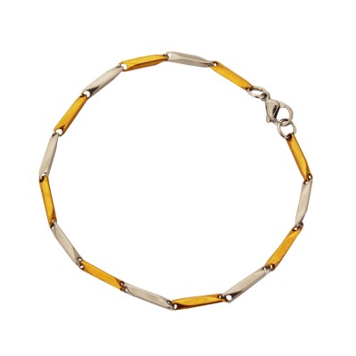 Menjewell Gold 'Simple but Classic' Rectangular Fashion Chain Bracelets For Men