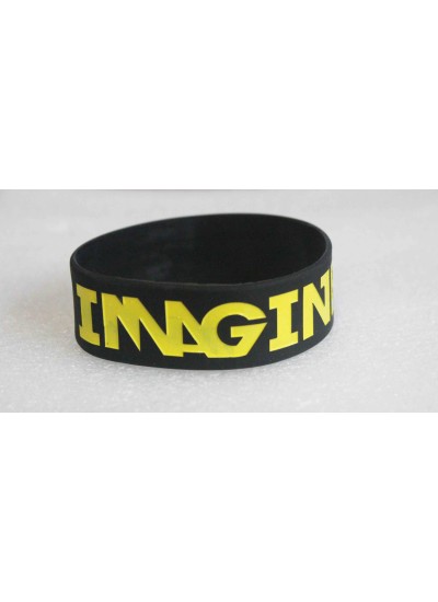 Elegant Black & yellow - Imagine Dragons Stylish Trend Stretchable Silicon Rubber Bracelet  