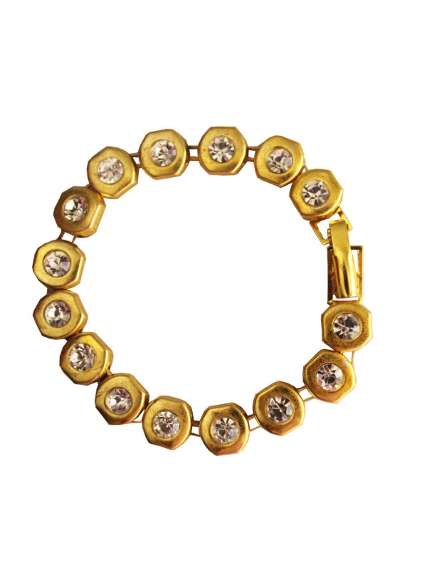 Gold  Golden Link CZ Studded Fashion Bracelet 