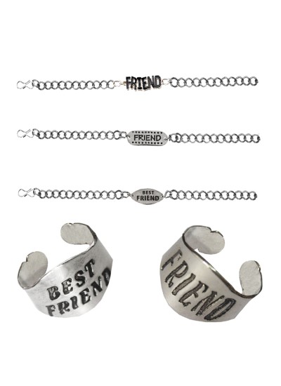 Menjewell Latest Style Friendship Day Special Friend Design Bracelet & Ring Combo