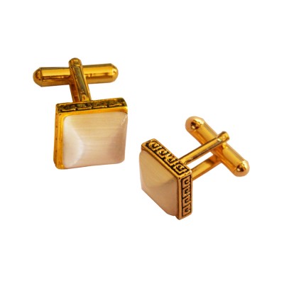 Menjewell Golden Square Shaped Antique Cufflinks