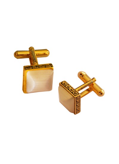 Menjewell Golden Square Shaped Antique Cufflinks