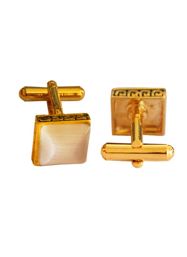 Menjewell Golden Square Shaped Antique Cufflinks