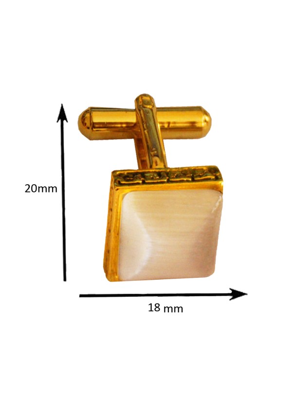 Menjewell Golden Square Shaped Antique Cufflinks