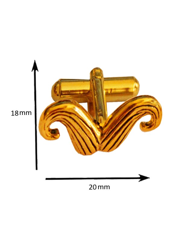 Menjewell Golden Men Moustache Shaped Antique Cufflinks 