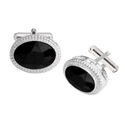 Menjewell Imported Men Silver Oval Shaped Antique Cufflinks Timeless Gift for Men