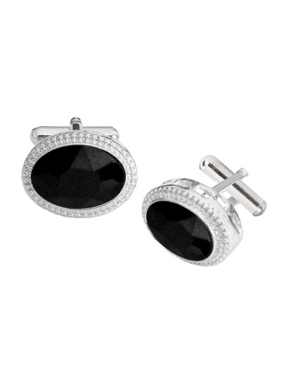 Menjewell Imported Men Silver Oval Shaped Antique Cufflinks Timeless Gift for Men