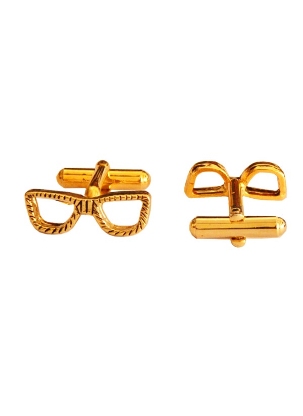 Men Golden Men Glares Shaped Stylish Cufflinks