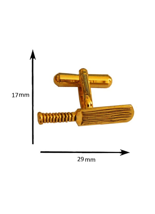 Men Golden Cricket Bat Shaped Stylish Cufflinks 