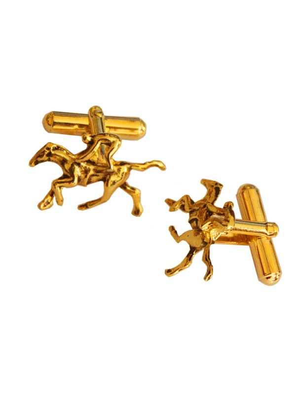 Men In Golden Horse Racing Design Stylish Cufflinks 