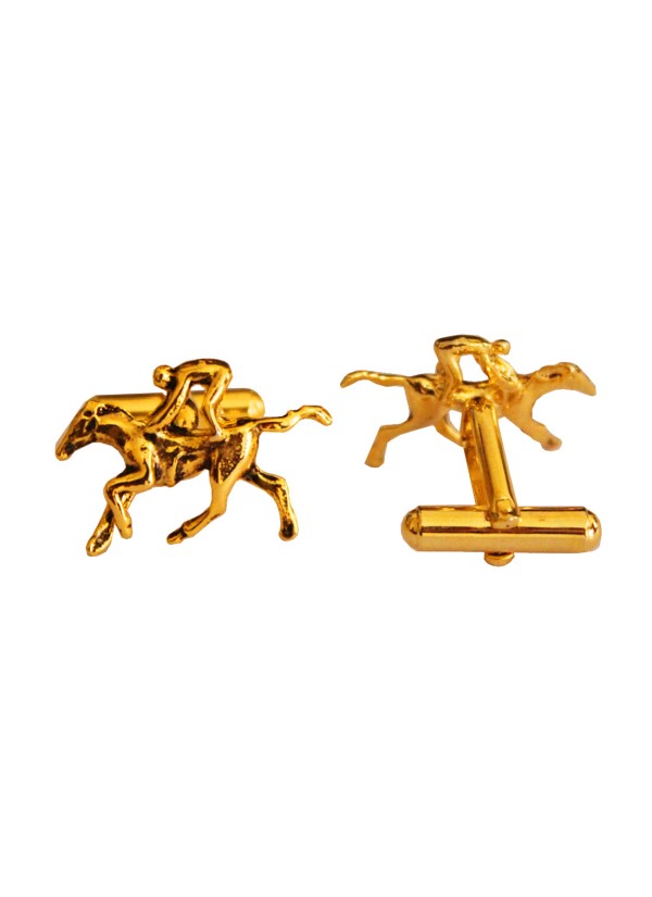 Men In Golden Horse Racing Design Stylish Cufflinks 