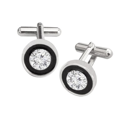 Silver Stone Studded Round Design Antique Cufflinks For Men