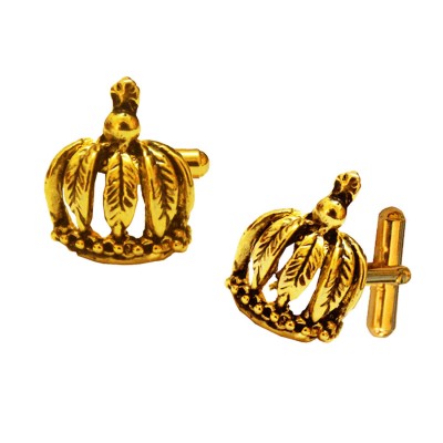 Golden Queen Crown Shaped Stylish Cufflinks Timeless Gift For Men