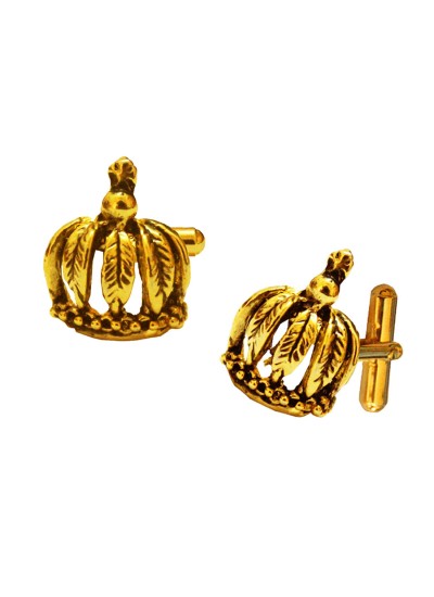 Golden Queen Crown Shaped Stylish Cufflinks Timeless Gift For Men