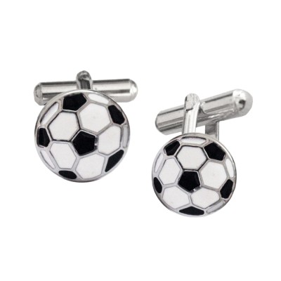 Silver Black Soccer Ball Design Cufflinks