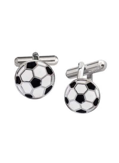 Silver Black Soccer Ball Design Cufflinks