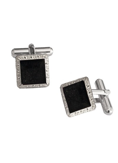 Black Silver Square Shaped Antique Sparkling Cufflinks For Men