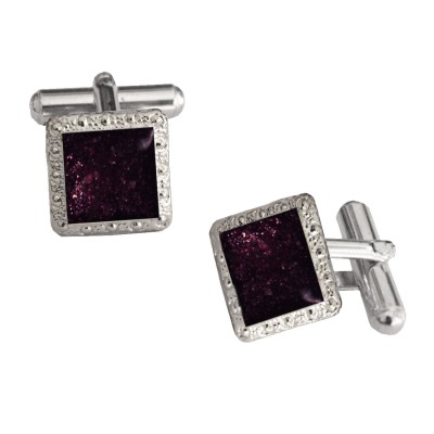 Black Violet Square Shaped Antique Sparkling Cufflinks For Men