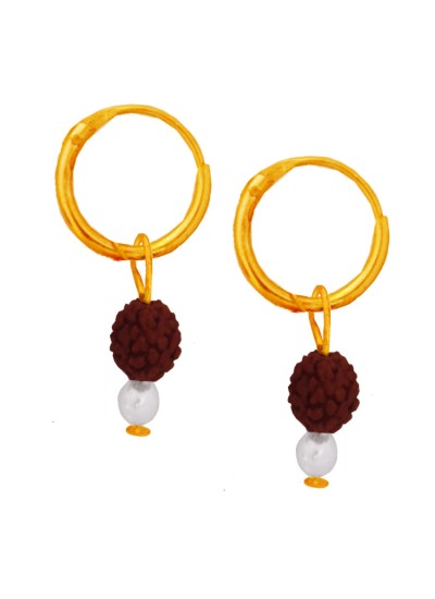 Menjewell Gold Cap Rudraksha Bali Earring